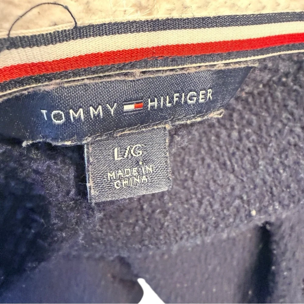 Tommy Hilfiger Navy Zip Up Hoodie Colorblock Hood Large - Picture 7 of 8